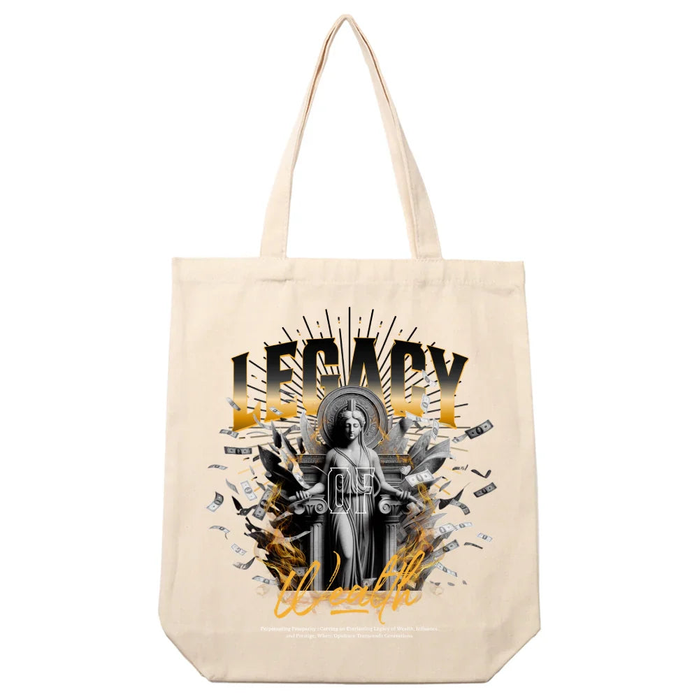 Legacy of the Wealth" Custom DIY Canvas Tote Bag | Premium Eco-Friendly Reusable Shoulder Bag with Bottom