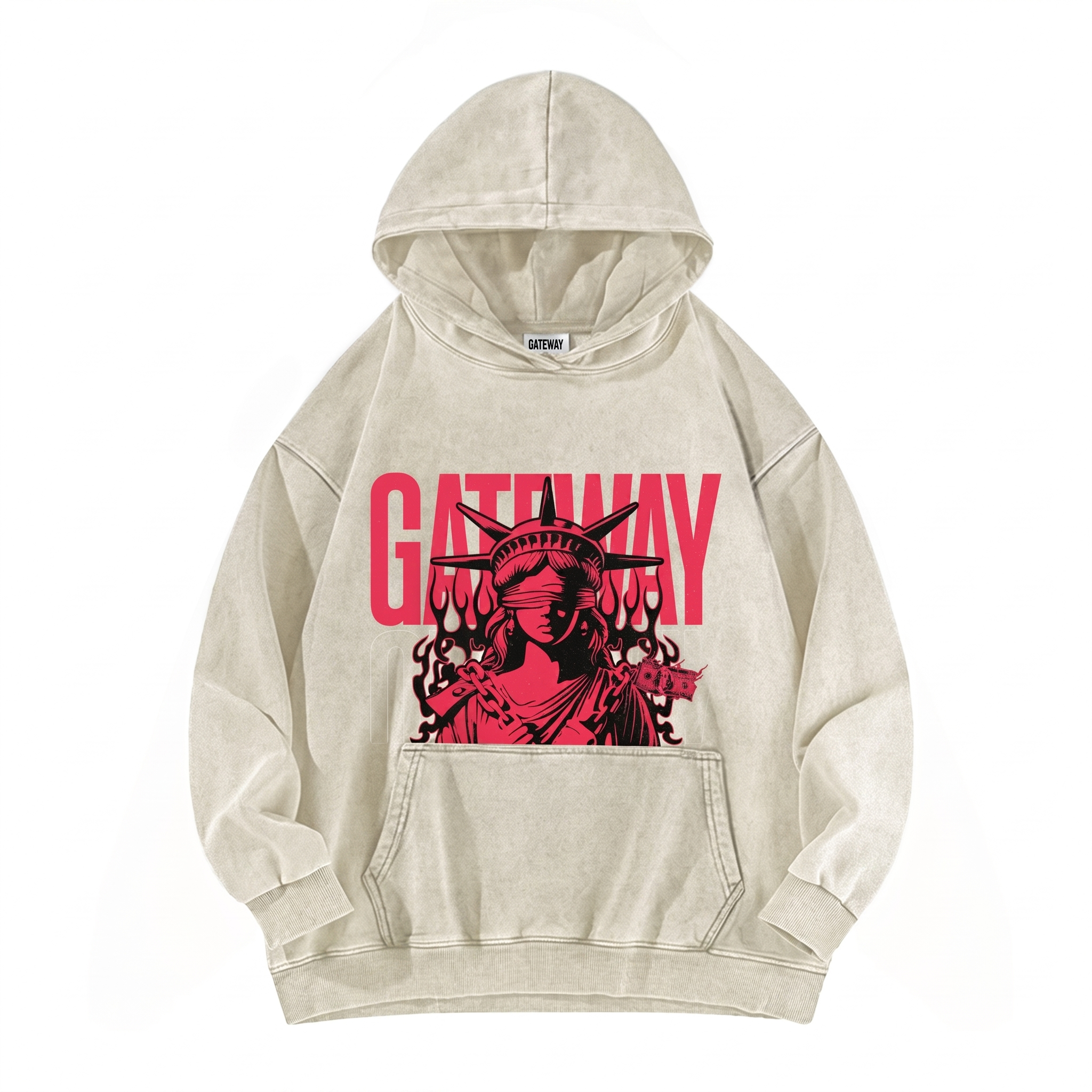GATEWAY Streetwear Graphic Hoodie | 240G Washed Oversized Sweatshirt
