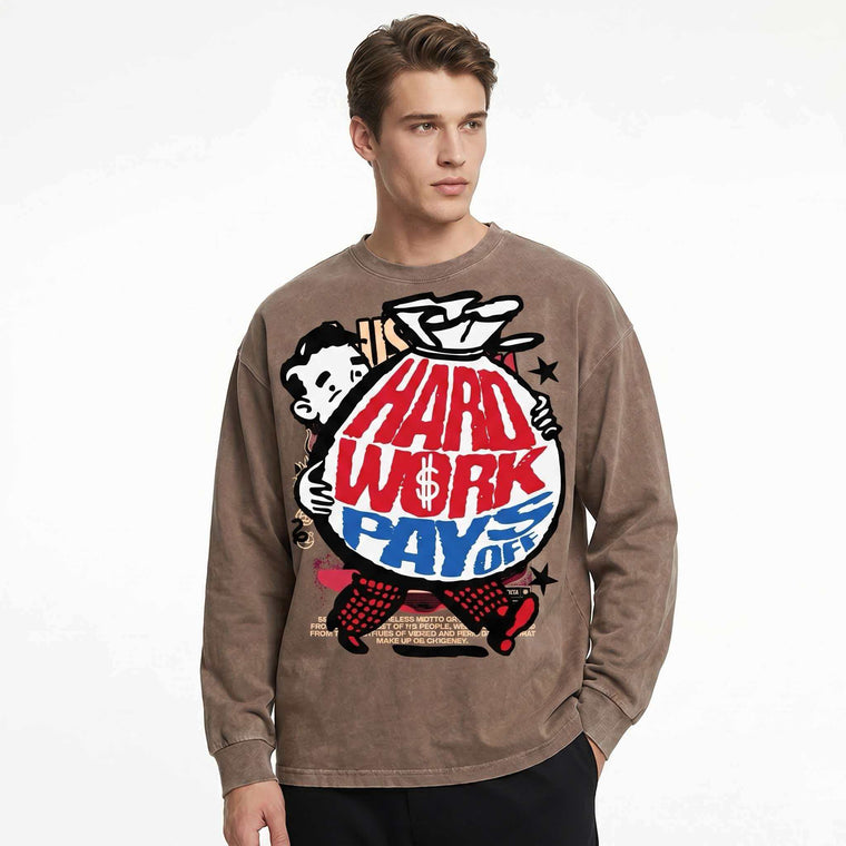 Vintage Crew Neck Long Sleeve Tee