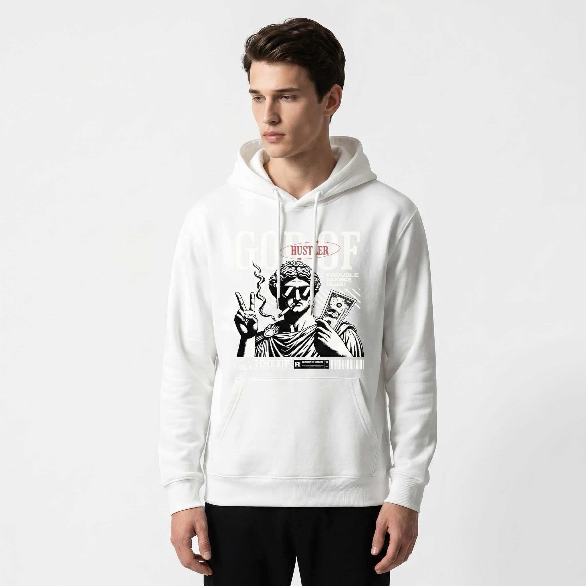 God of Hustler Premium Heavyweight Hoodie - 85% Combed Cotton Streetwear Sweatshirt
