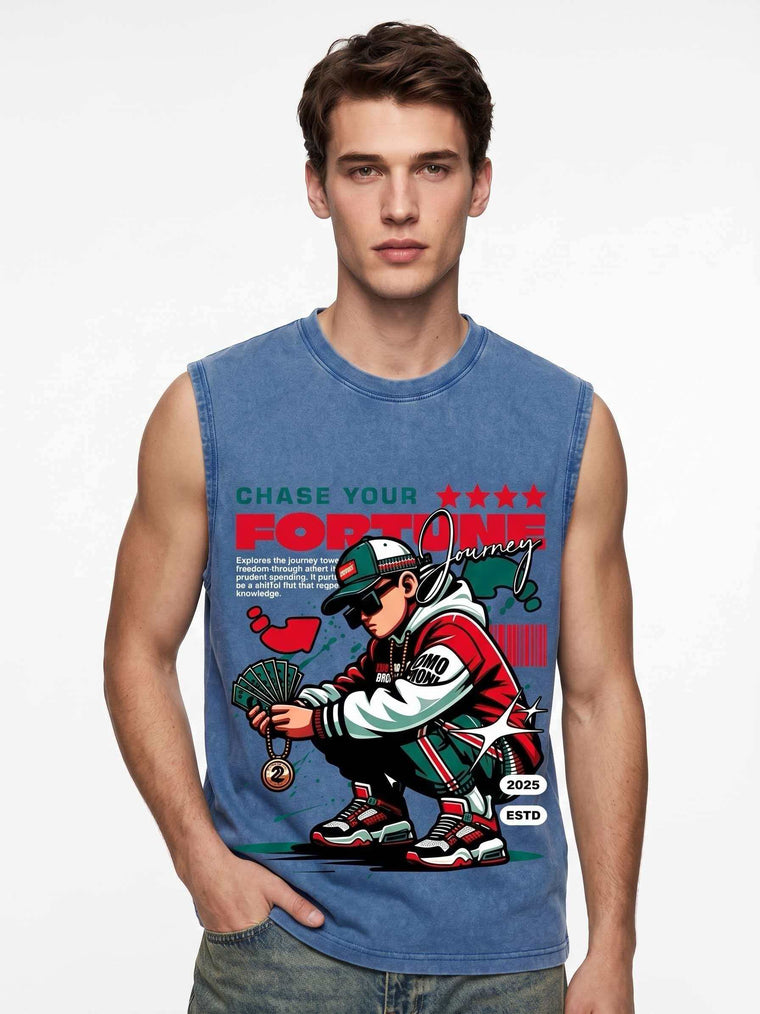 Chase Your Fortune Graphic Sleeveless Tee