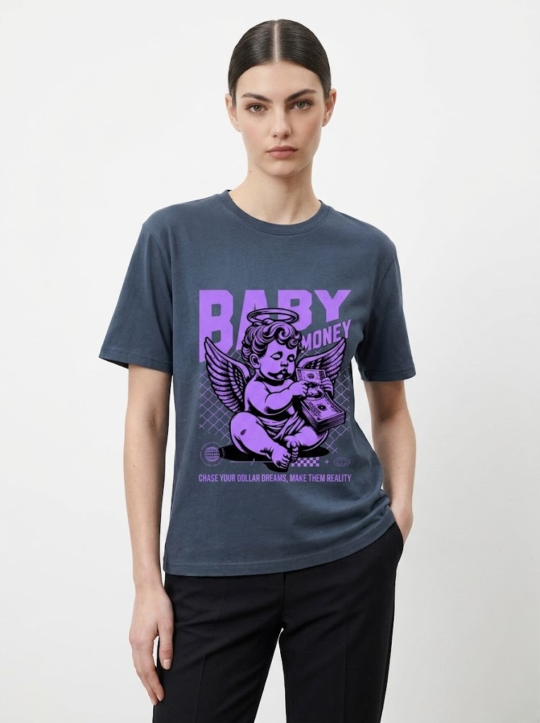Baby Money-180G-"Baby Money" Graphic T-Shirt | Y2K Aesthetic Hustle Culture Streetwear | Oversized Hip Hop Unisex Tee