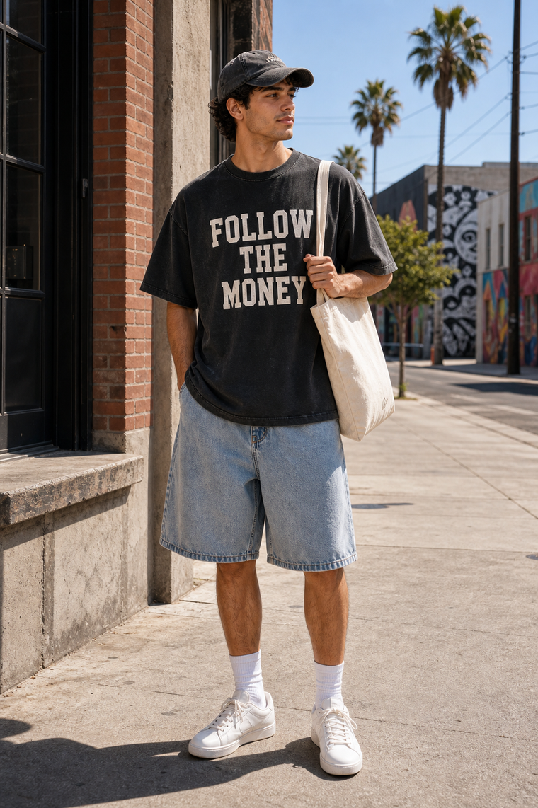 Follow The Money Washed Graphic Tee