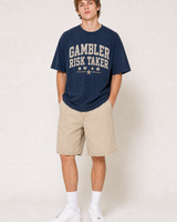 Gambler Risk Taker washed navy tee full body