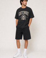 Gateway washed black tee full body