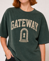 Gateway washed olive tee close-up