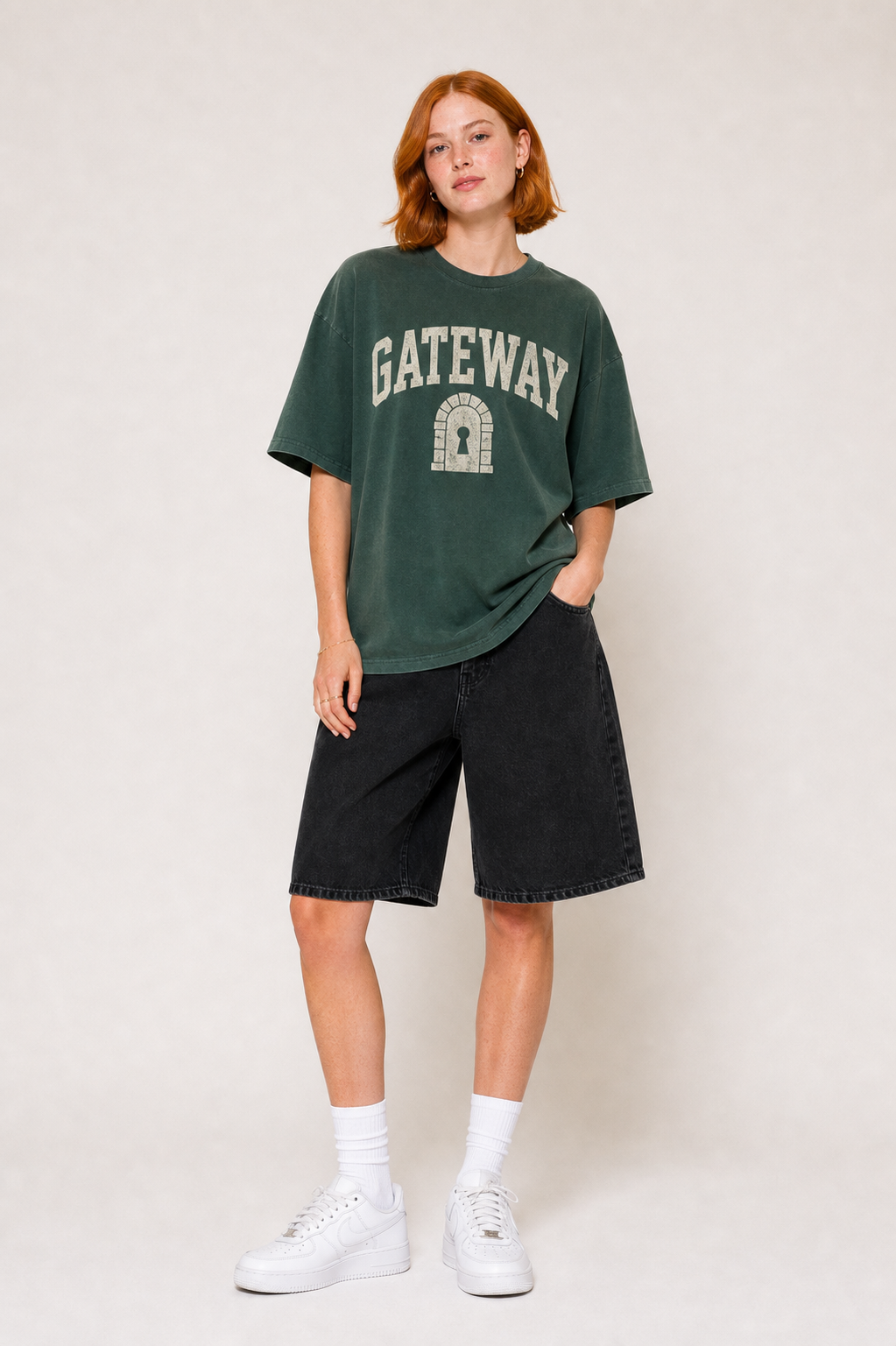 Gateway washed olive tee full body