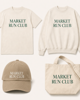 Market Run Club styled product image with khaki cap